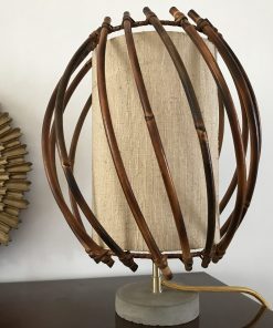 Lampe à poser en Rotin et base en béton