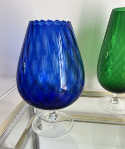  VASE bleu EN VERRE D’EMPOLI MADE IN ITALY 1970