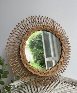 Miroir Soleil en rotin vintage