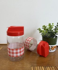 Paire de bocaux FELIX POTIN LA PARISIENNE VINTAGE À CARREAUX ROUGES + 1 offert