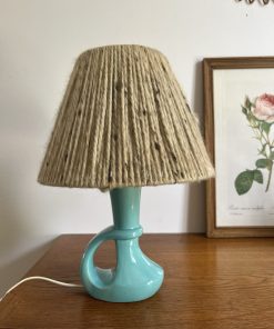 Lampe en céramique et laine années 50 made in France